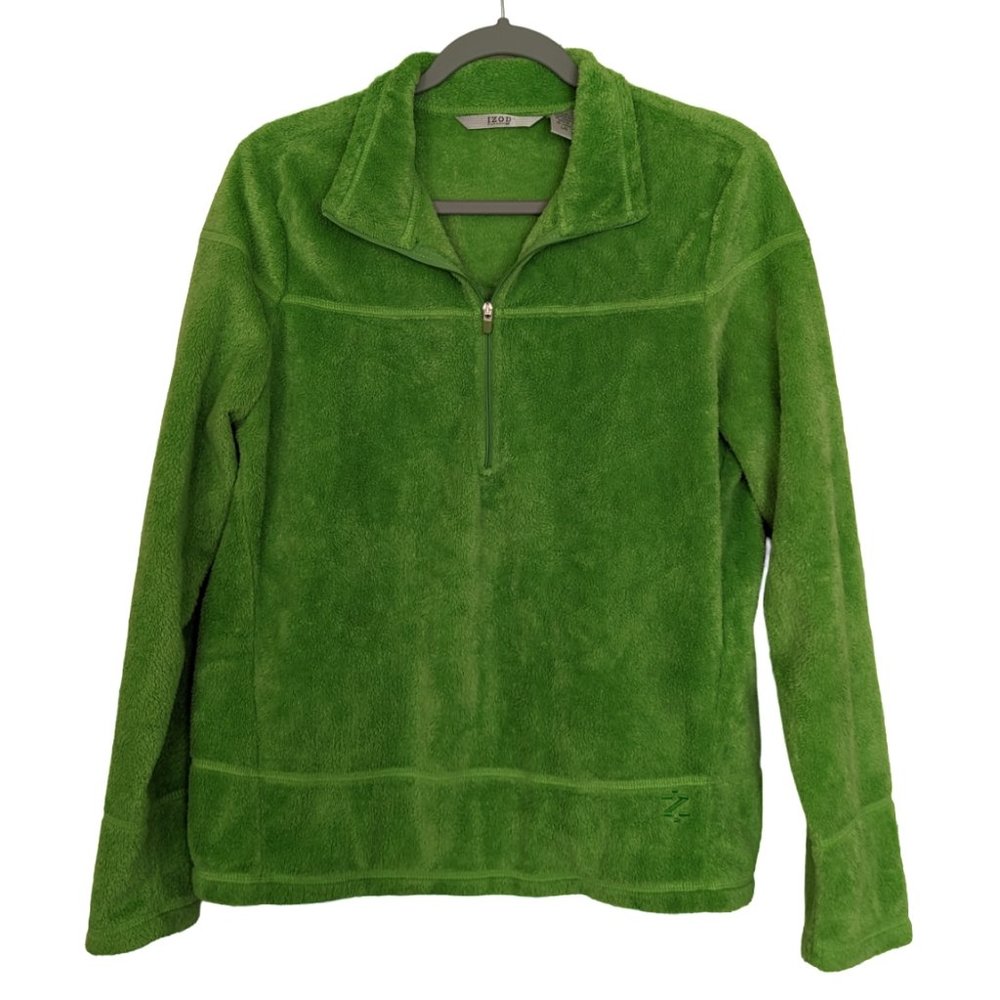 Women's Izod Performx 1/2 zip up fleece jacket, lime green, size L